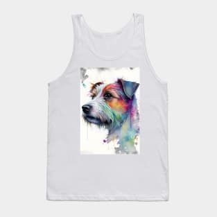 Jack Russell Terrier Dog Portrait with Rainbow Colors Tank Top